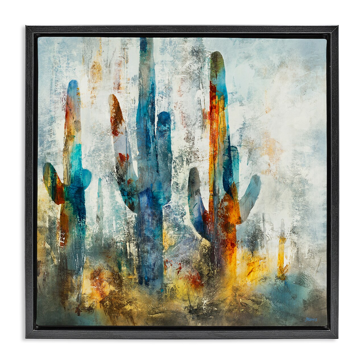 Stupell Industries Abstract Vibrant Cacti Silhouettes Framed Floater Canvas Wall Art